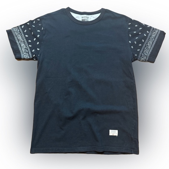 MISTER SFC DAY BY DAY Bandana TEE SHIRT BLACK MR. MADE IN THE USA M - Picture 1 of 5